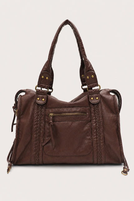 Sac de cours femme en similicuir avec bandoulière — variante 5 : Marron