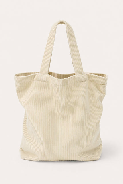 Tote bag femme en velours côtelé — variante 6 : Ivoire