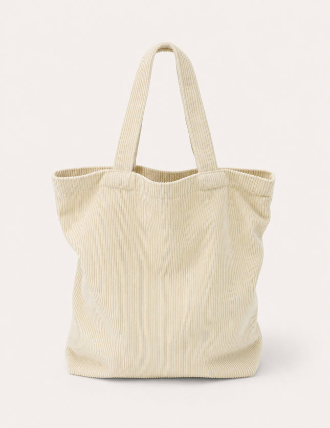 Tote bag femme en velours côtelé — variante 6 : Ivoire