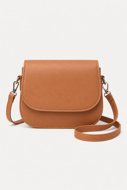 Petit sac bandoulière en similicuir à rabat — variante 6 : Marron