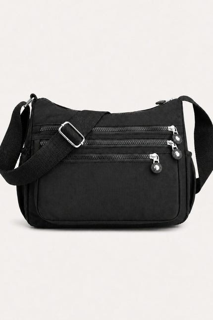 Sac bandoulière femme en tissu Oxford multi-poches — variante 6 : Noir