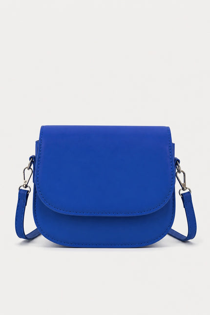Petit sac bandoulière en similicuir à rabat — variante 7 : Bleu électrique