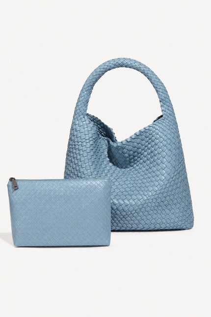 Sac à main tressé femme en similicuir — variante 7 : Bleu