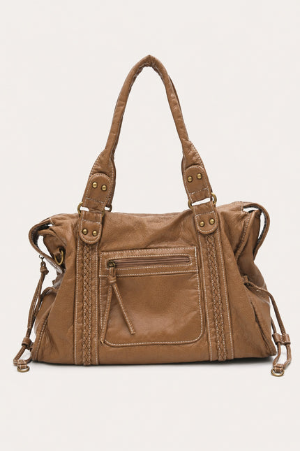 Sac de cours femme en similicuir avec bandoulière — variante 7 : Camel
