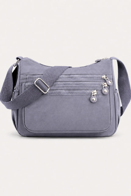 Sac bandoulière femme en tissu Oxford multi-poches — variante 7 : Gris/Mauve