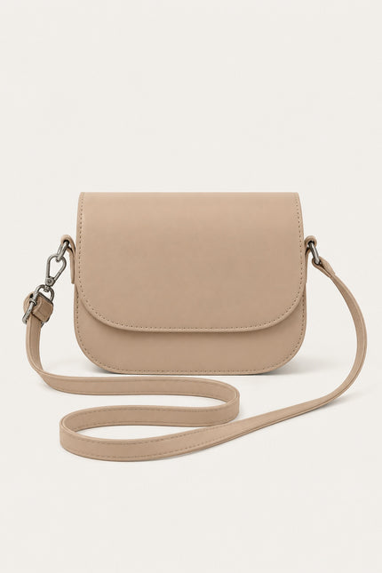 Petit sac bandoulière en similicuir à rabat — variante 8 : Beige