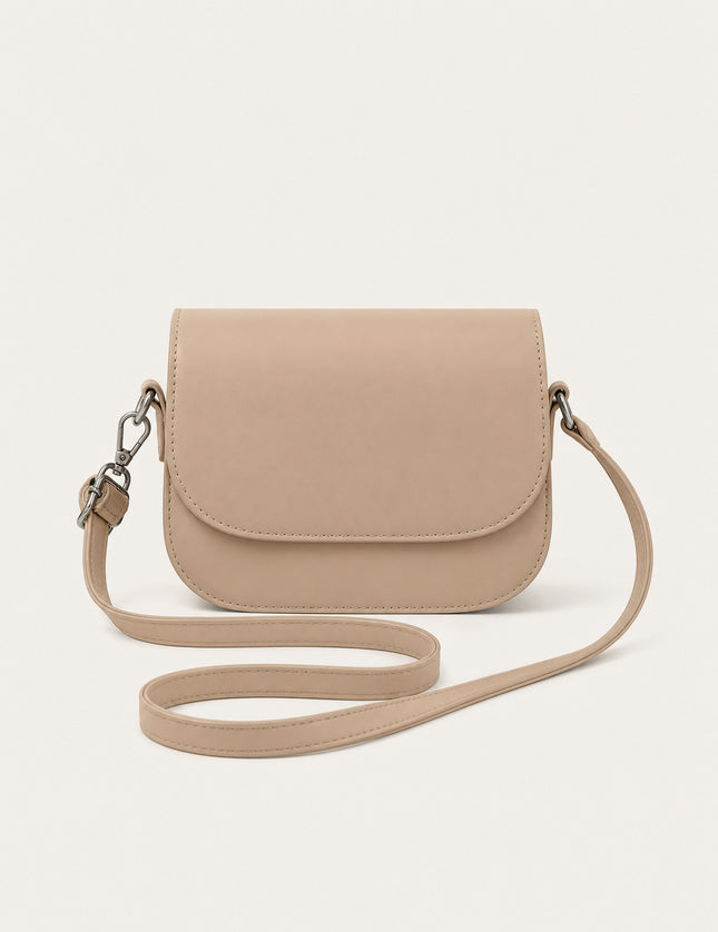 Petit sac bandoulière en similicuir à rabat — variante 8 : Beige