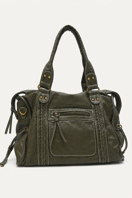 Sac de cours femme en similicuir avec bandoulière — variante 8 : Olive