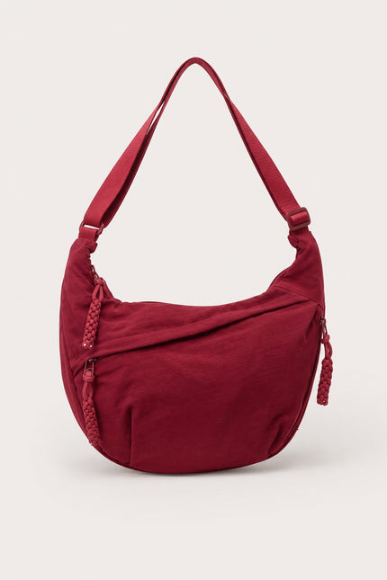 Grand sac banane femme en nylon multi-poches — variante 8 : Rouge foncé