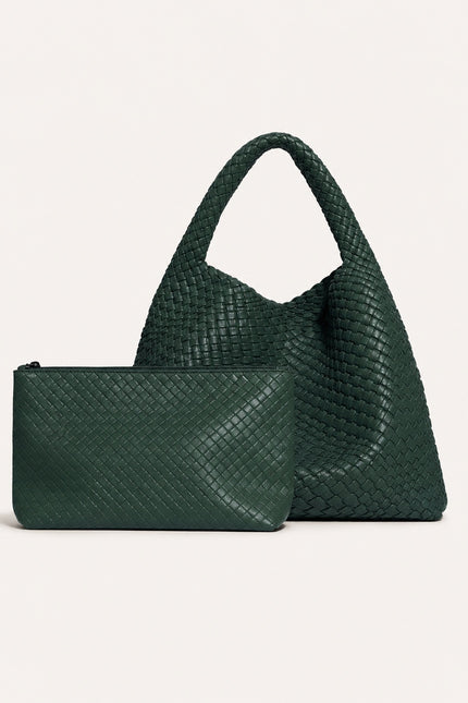 Sac à main tressé femme en similicuir — variante 8 : Vert