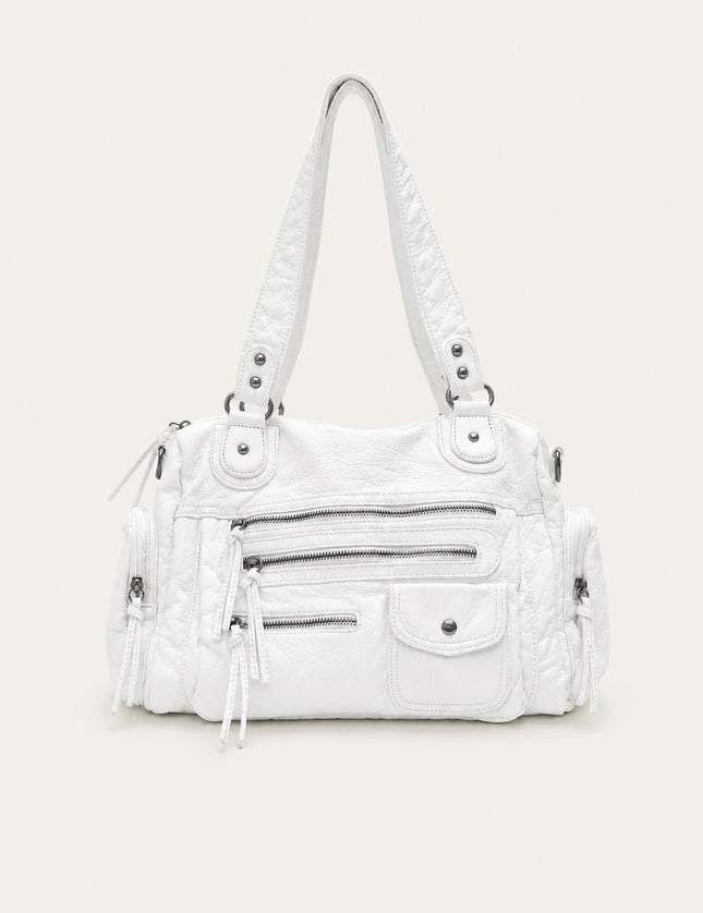 Sac cabas femme multi-poches avec bandoulière — variante 9 : Blanc