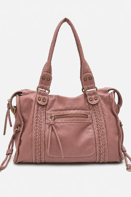 Sac de cours femme en similicuir avec bandoulière — variante 9 : Rose blush