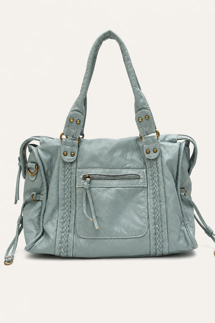 Sac de cours femme en similicuir avec bandoulière — variante 10 : Bleu Glacé
