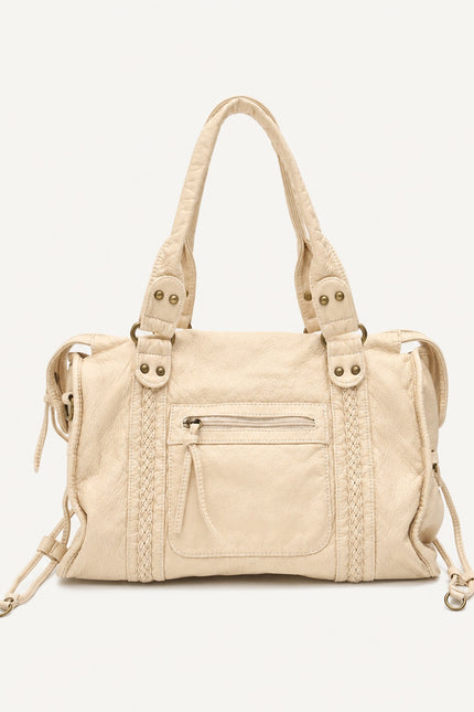 Sac de cours femme en similicuir avec bandoulière — variante 11 : Beige