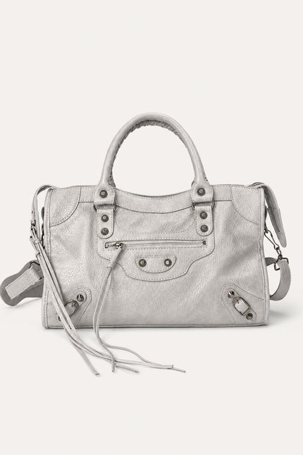Sac à main femme en polyuréthane avec bandoulière — variante 11 : Gris Clair / 42x12x26cm