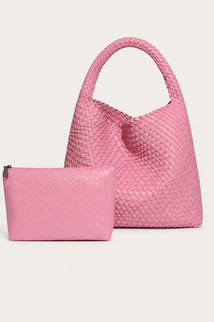 Sac à main tressé femme en similicuir — variante 11 : Rose