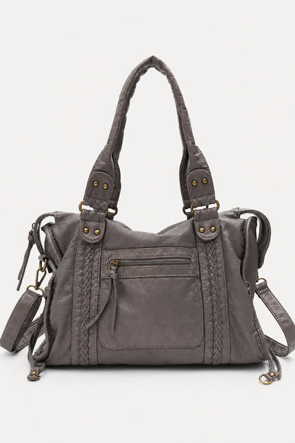 Sac de cours femme en similicuir avec bandoulière — variante 12 : Gris