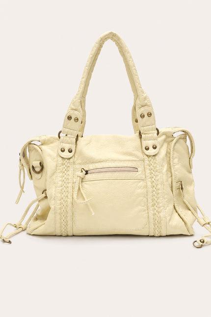 Sac de cours femme en similicuir avec bandoulière — variante 13 : Crème