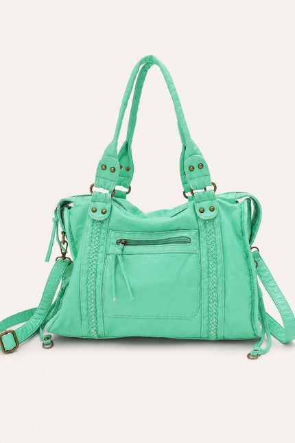 Sac de cours femme en similicuir avec bandoulière — variante 14 : Vert Menthe Pastel