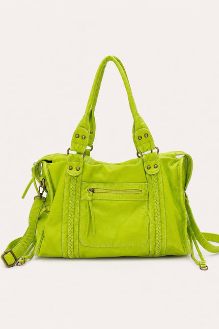 Sac de cours femme en similicuir avec bandoulière — variante 15 : Vert Citron