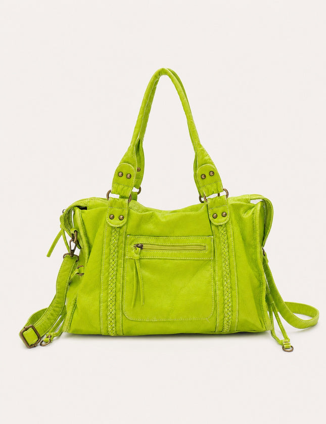 Sac de cours femme en similicuir avec bandoulière — variante 15 : Vert Citron