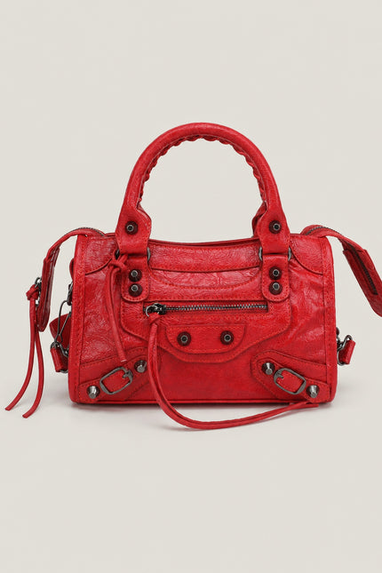 Sac à main femme en polyuréthane avec bandoulière — variante 16 : Rouge / 24x8x15cm
