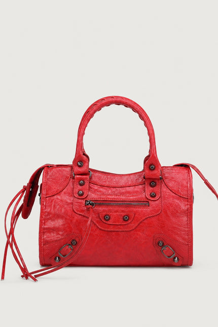 Sac à main femme en polyuréthane avec bandoulière — variante 17 : Rouge / 30x10x22cm