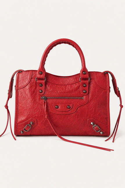 Sac à main femme en polyuréthane avec bandoulière — variante 19 : Rouge / 42x12x26cm