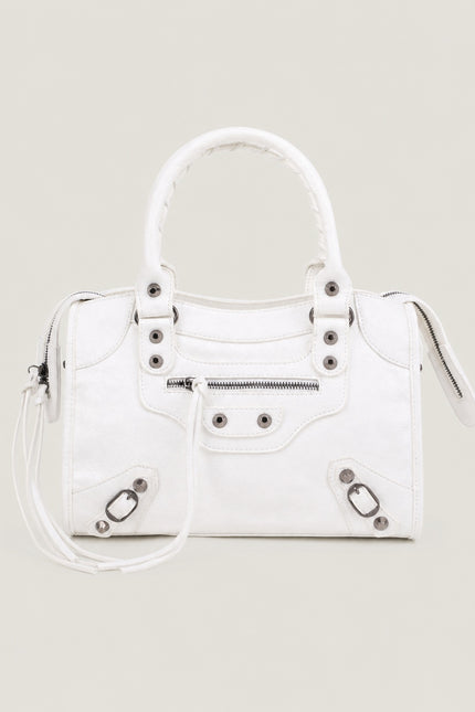 Sac à main femme en polyuréthane avec bandoulière — variante 21 : Blanc / 30x10x22cm