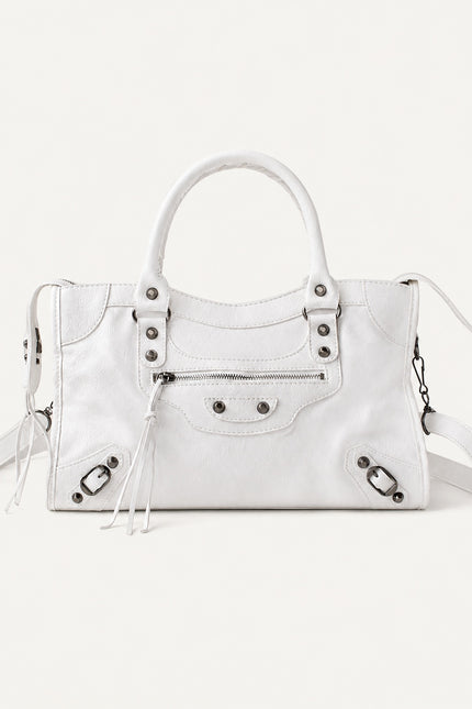 Sac à main femme en polyuréthane avec bandoulière — variante 22 : Blanc / 38x10x23cm