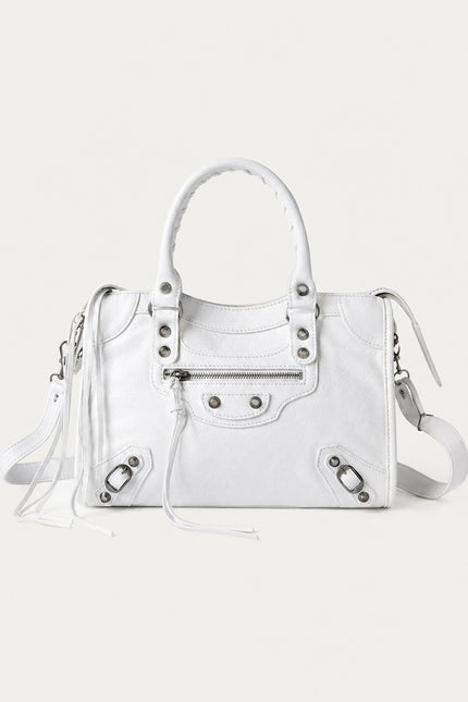 Sac à main femme en polyuréthane avec bandoulière — variante 23 : Blanc / 42x12x26cm