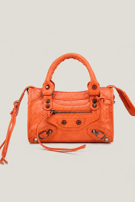 Sac à main femme en polyuréthane avec bandoulière — variante 24 : Orange / 24x8x15cm