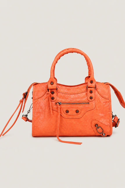 Sac à main femme en polyuréthane avec bandoulière — variante 27 : Orange / 42x12x26cm