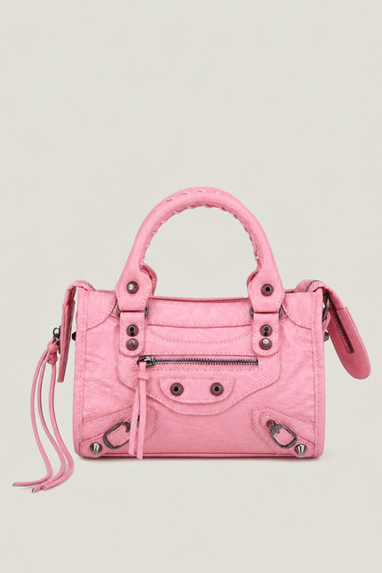 Sac à main femme en polyuréthane avec bandoulière — variante 28 : Rose / 24x8x15cm