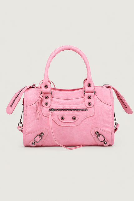 Sac à main femme en polyuréthane avec bandoulière — variante 31 : Rose / 42x12x26cm