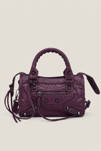 Sac à main femme en polyuréthane avec bandoulière — variante 32 : Violet / 24x8x15cm