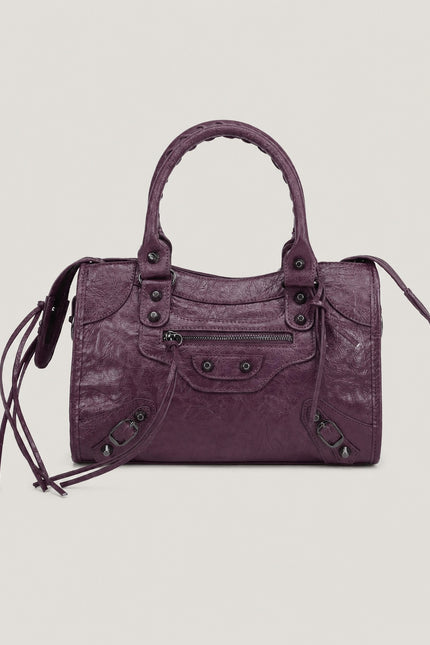 Sac à main femme en polyuréthane avec bandoulière — variante 34 : Violet / 38x10x23cm