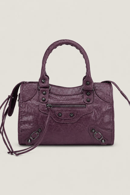 Sac à main femme en polyuréthane avec bandoulière — variante 35 : Violet / 42x12x26cm
