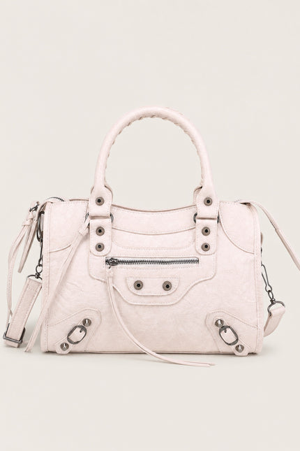 Sac à main femme en polyuréthane avec bandoulière — variante 38 : Beige / 38x10x23cm