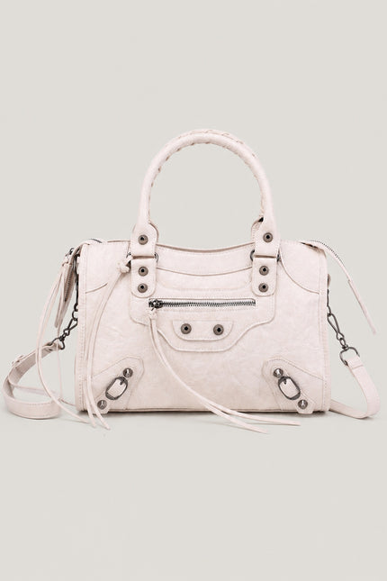 Sac à main femme en polyuréthane avec bandoulière — variante 39 : Beige / 42x12x26cm