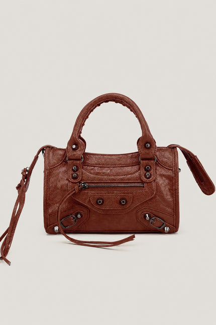 Sac à main femme en polyuréthane avec bandoulière — variante 40 : Marron / 24x8x15cm