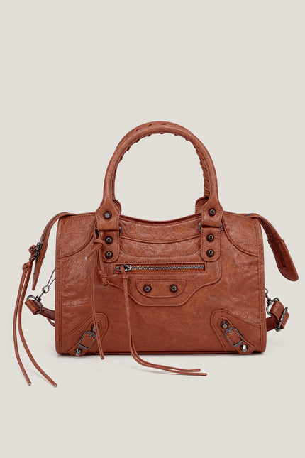 Sac à main femme en polyuréthane avec bandoulière — variante 42 : Marron / 38x10x23cm