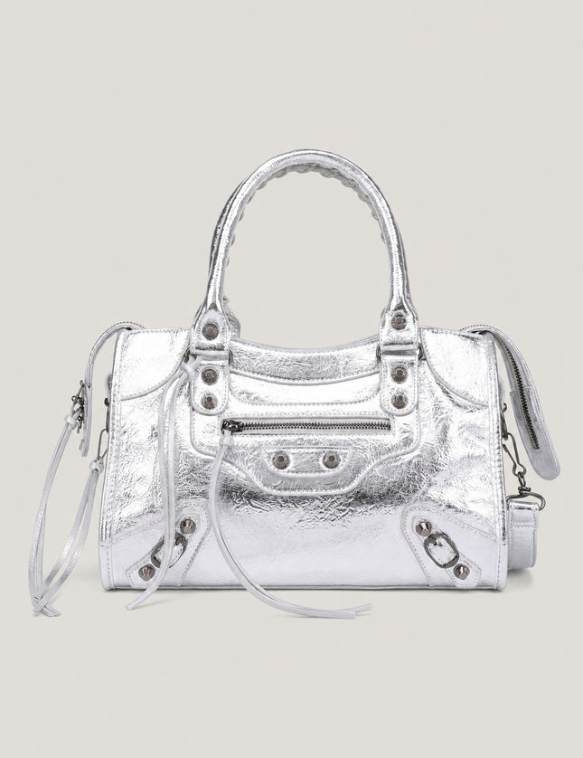 Sac à main femme en polyuréthane avec bandoulière — variante 47 : Argenté / 42x12x26cm