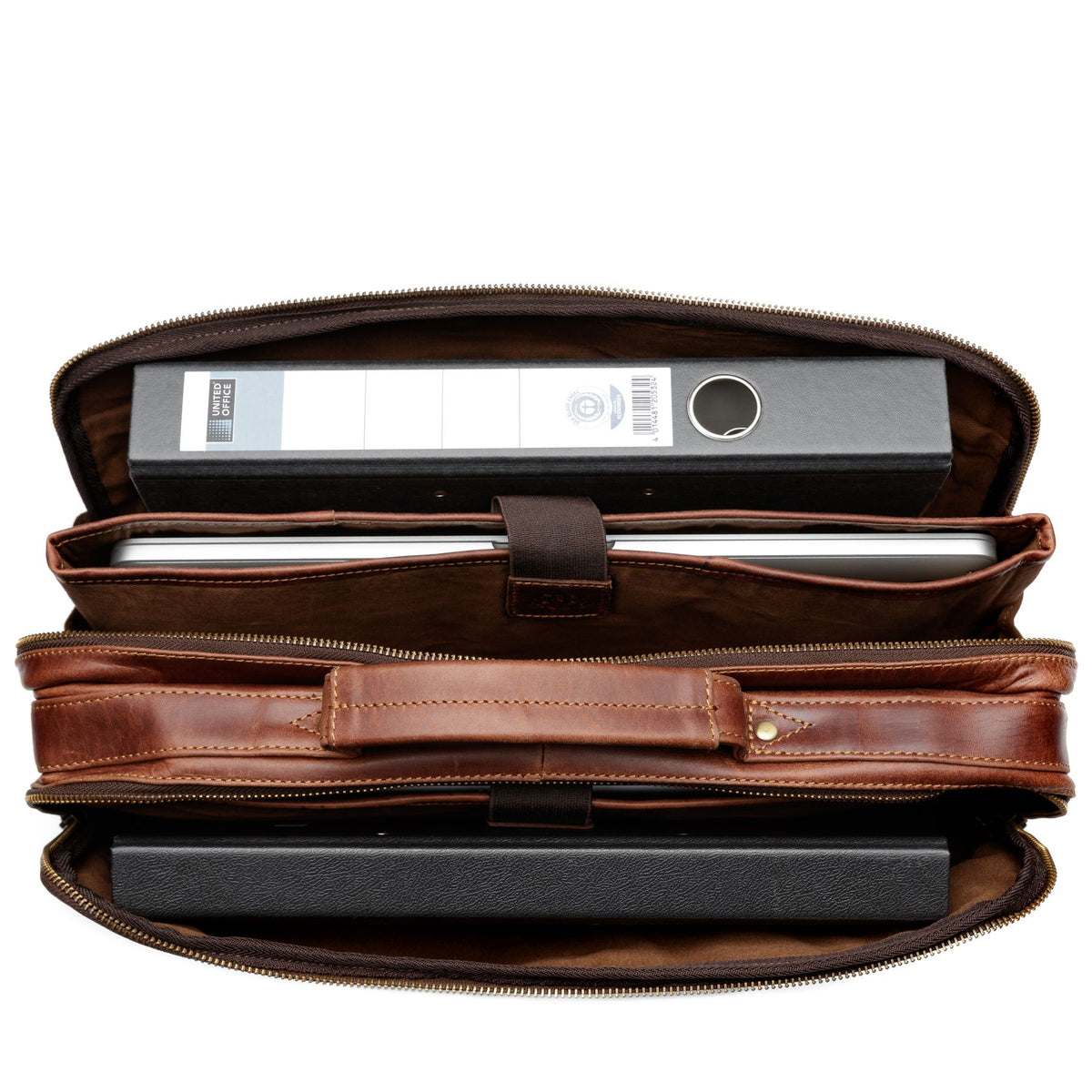 SID & VAIN Laptoptasche Leder XL SIMON braun 25523