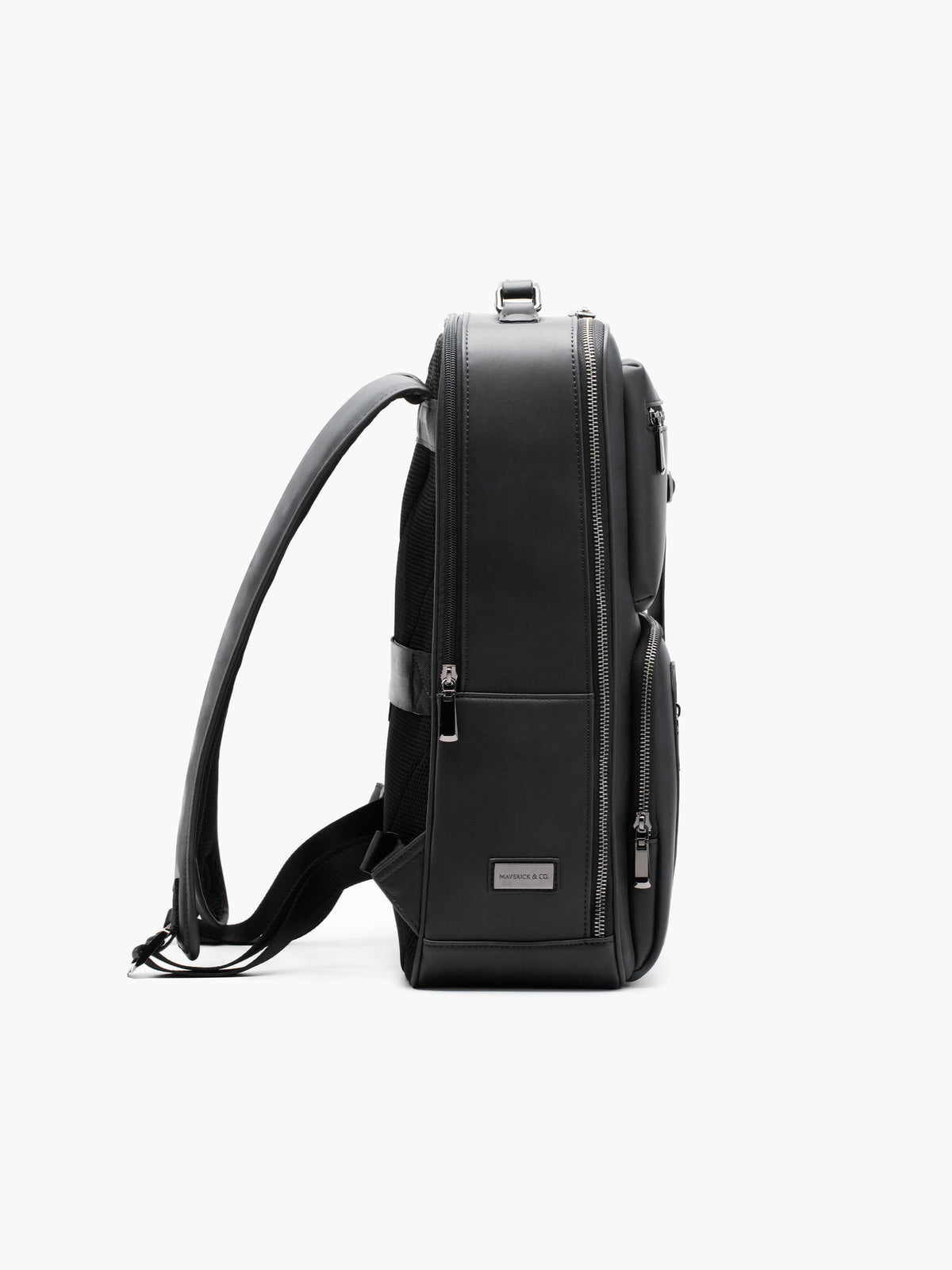 Aurean Paris - Explorer Light Backpack Plus Side profile of Explorer Light Backpack Plus showing rigid self-standing silhouette.