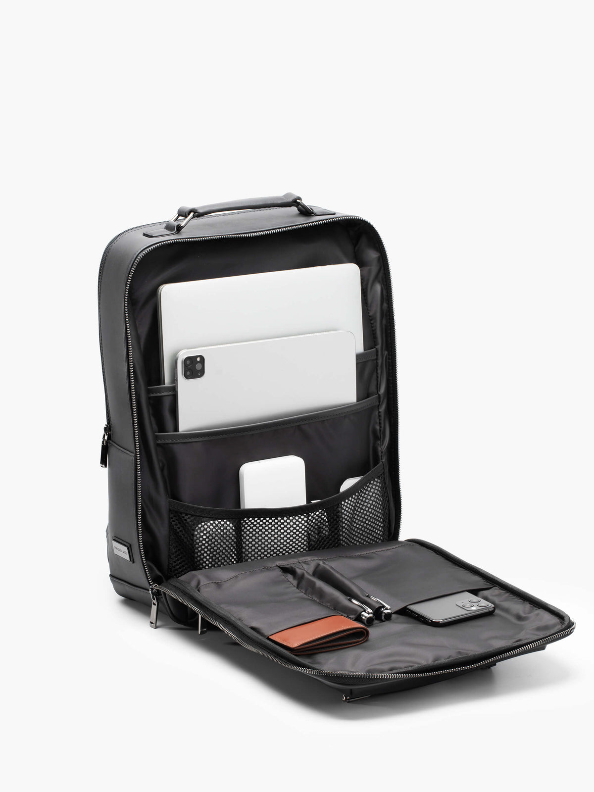 Aurean Paris - Explorer Light Backpack Plus Interior view of Explorer Light Backpack Plus showing full clamshell opening and 16-inch laptop capacity.