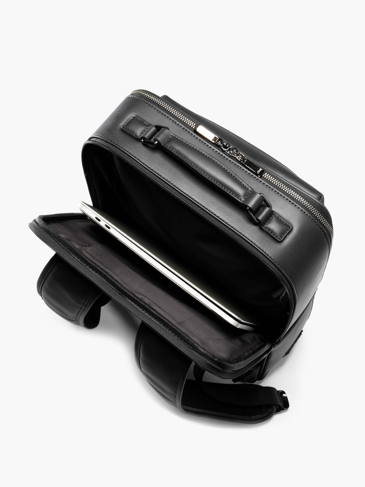 Aurean Paris - Explorer Light Backpack Plus Interior view of Explorer Light Backpack Plus showing full clamshell opening and 16-inch laptop capacity.