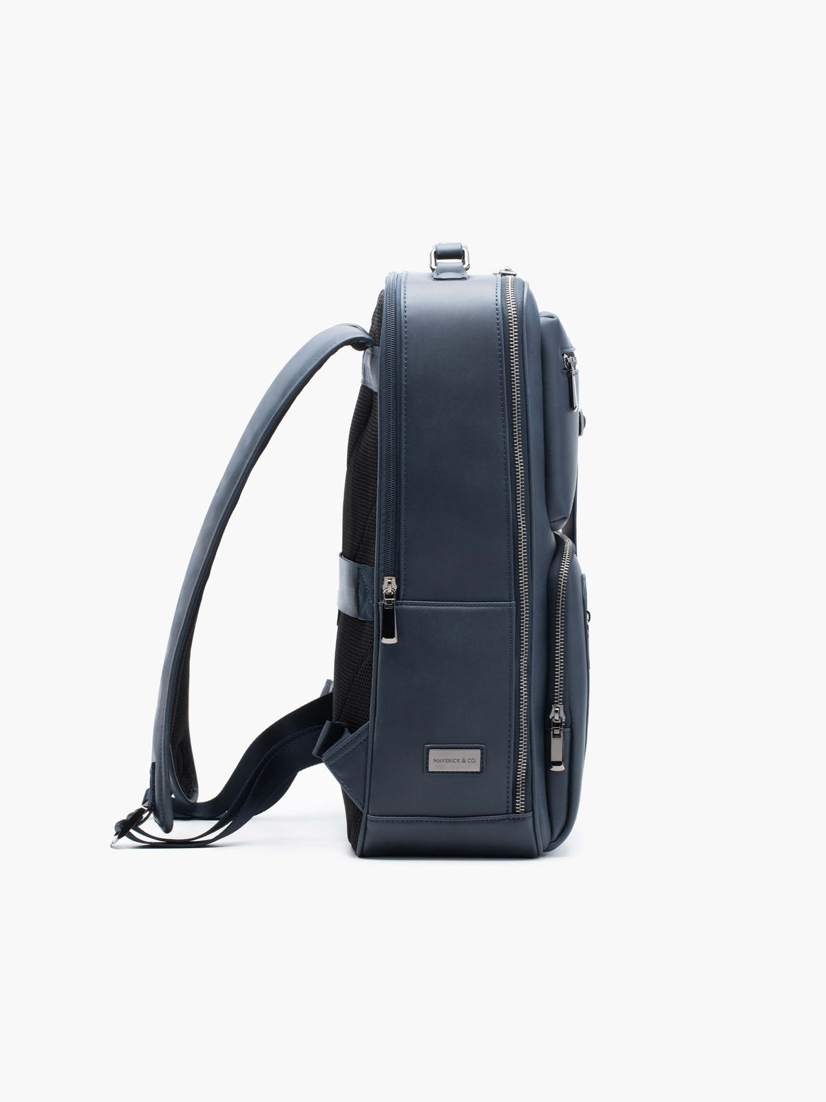 Aurean Paris - Explorer Light Backpack Plus Side profile of Explorer Light Backpack Plus showing rigid self-standing silhouette.