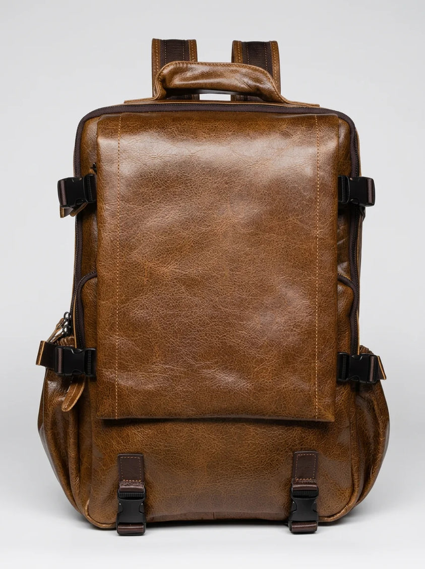 Sac à dos cuir grande capacité vintage homme - Vue 2 - Sac