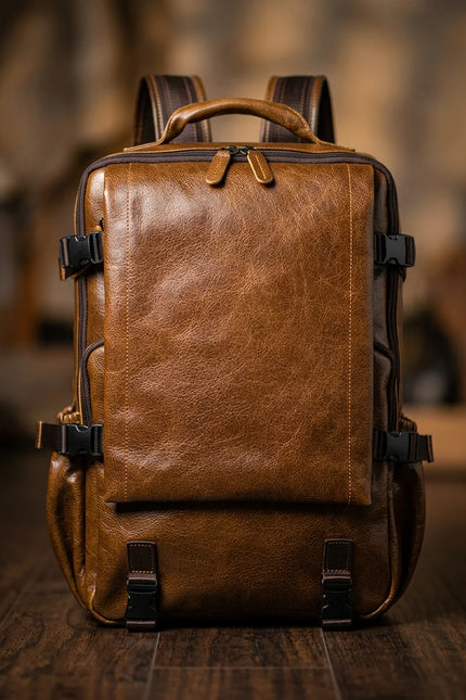 Sac à dos cuir grande capacité vintage homme - Vue 2 - Sac